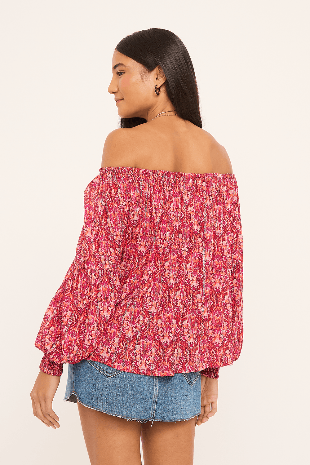 BATA様 bata manga franzida ana estampa jaipur vermelha - Garage Rio