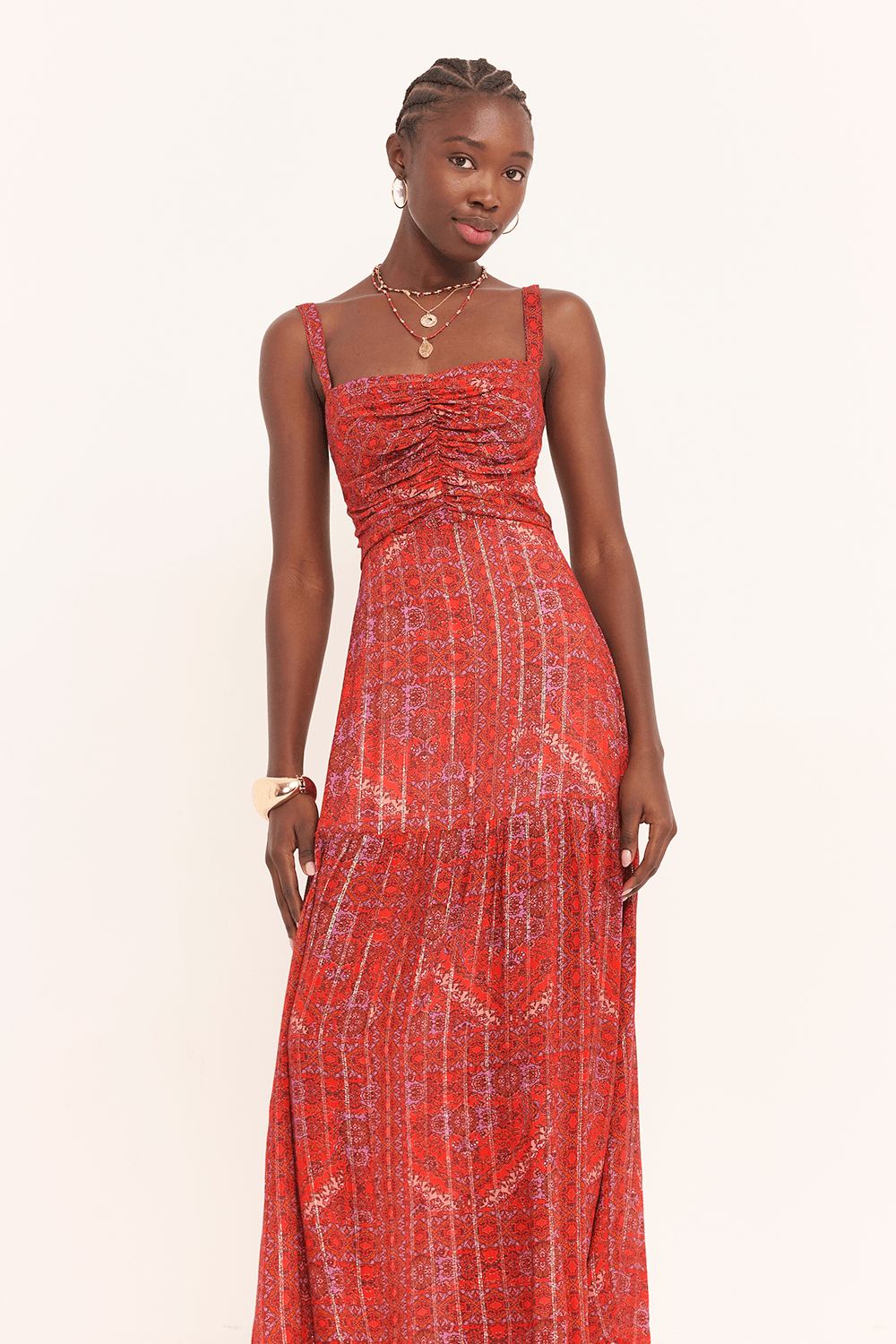 vestido yasmim II midi frente franzido - Garage Rio