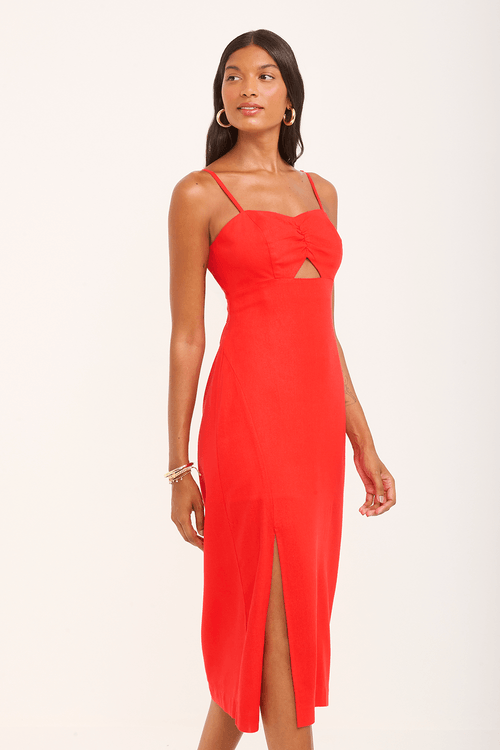 vestido yasmim II midi frente franzido - Garage Rio