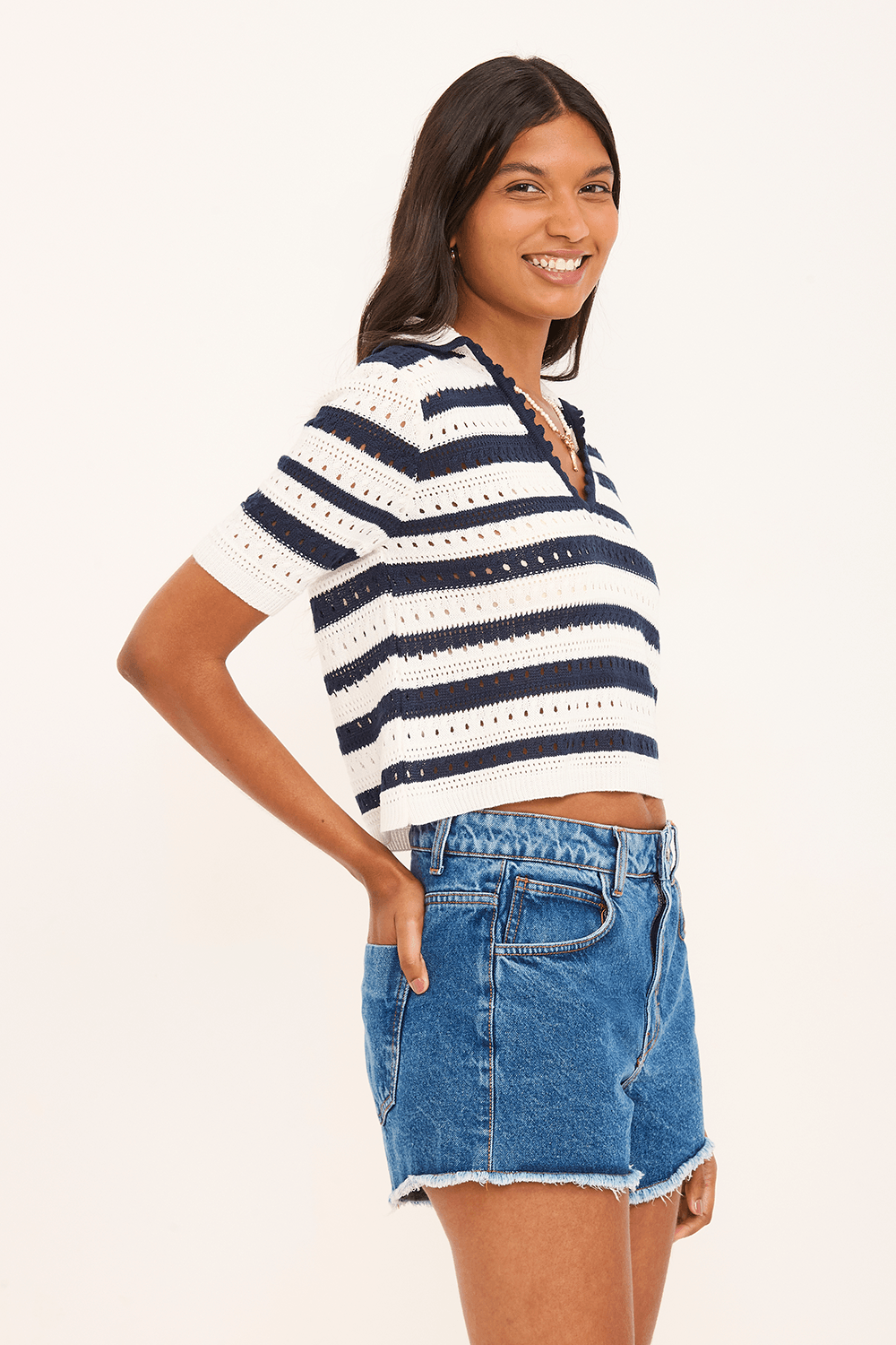 short jeans costuras perna - Garage Rio